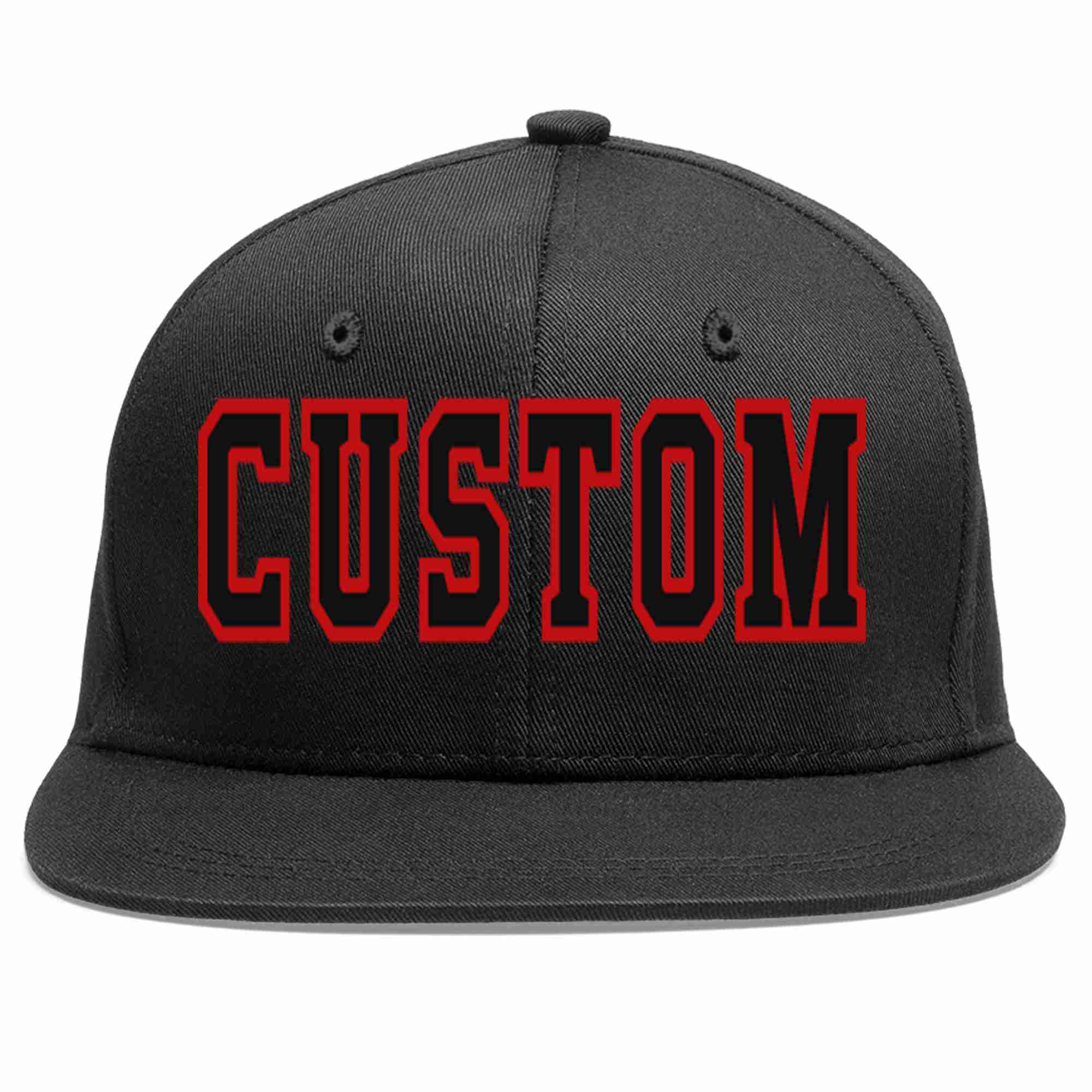 Casquette de baseball sport décontractée noire noire-rouge personnalisée