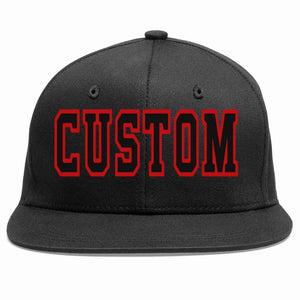 Custom Black Black-Red Casual Sport Baseball Cap