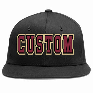 Custom Black Crimson-Black Casual Sport Baseball Cap