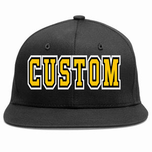 Custom Black Gold-Black Casual Sport Baseball Cap