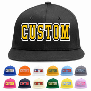 Custom Black Gold-Black Casual Sport Baseball Cap