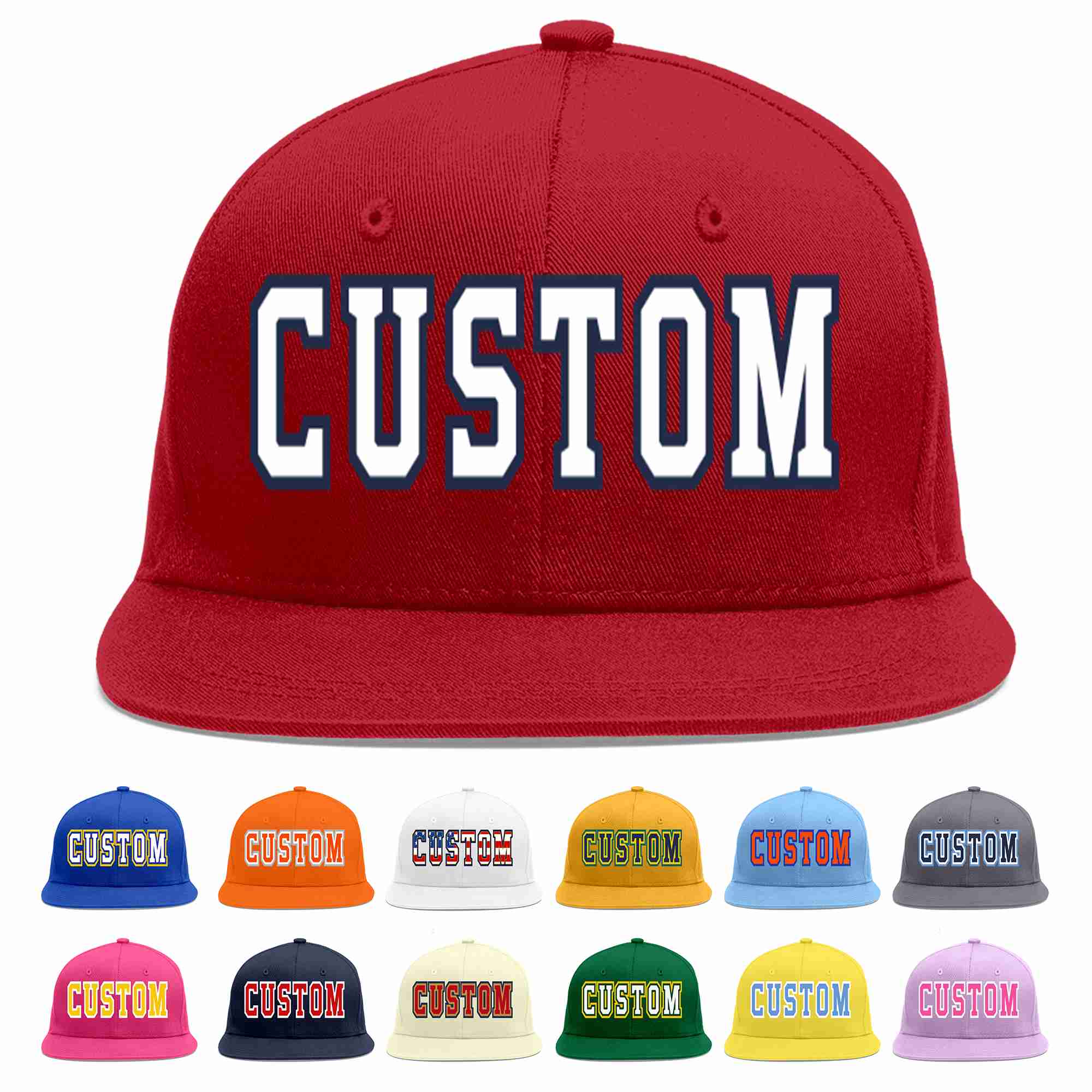 Custom Red White-Navy Casual Sport Baseball Cap