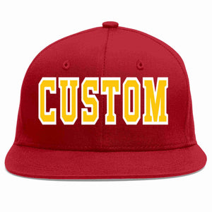 Custom Red Gold-White Casual Sport Baseball Cap