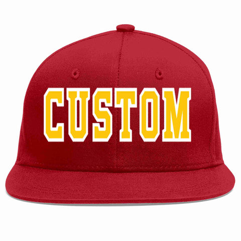 Custom Red Gold-White Casual Sport Baseball Cap
