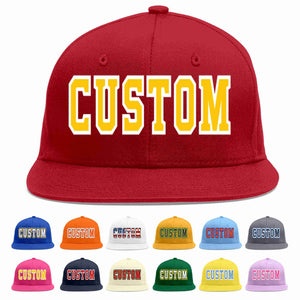 Custom Red Gold-White Casual Sport Baseball Cap