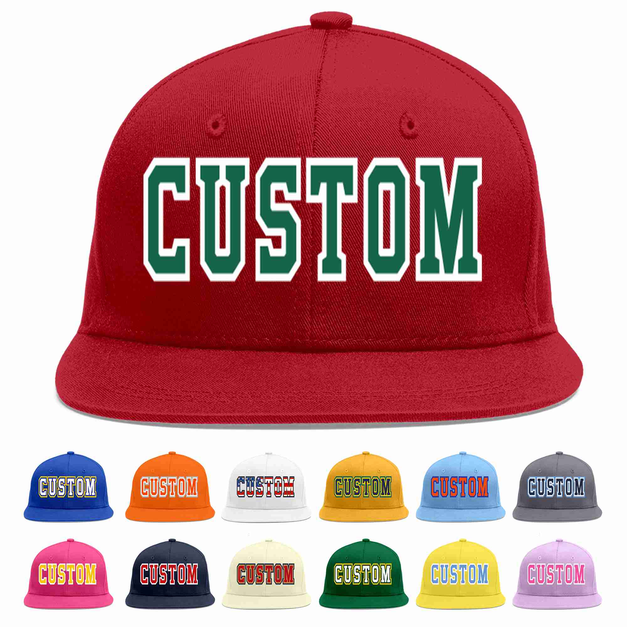 Custom Red Kelly Green-White Casual Sport Baseball Cap