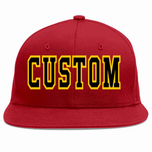 Custom Red Black-Gold Casual Sport Baseball Cap