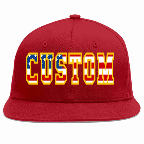 Custom Red Vintage USA Flag-Gold Casual Sport Baseball Cap