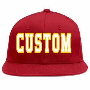 Casquette de baseball sport décontractée rouge blanc-or personnalisée