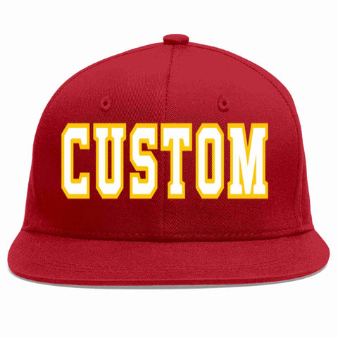 Custom Red White-Gold Casual Sport Baseball Cap