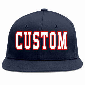 Custom Navy White-Red Casual Sport Baseball Cap