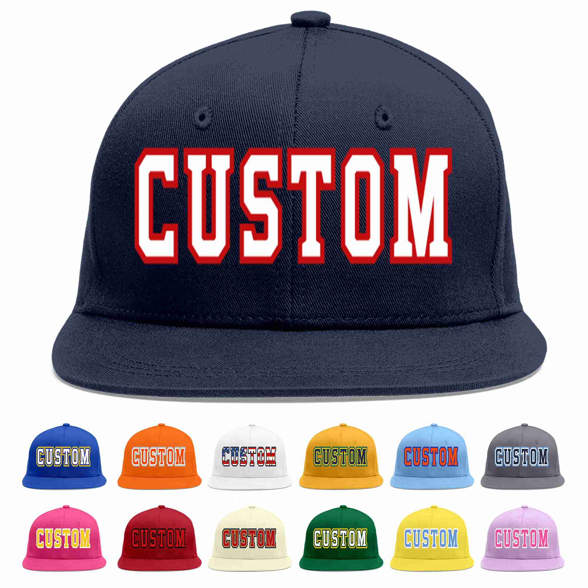 Custom Navy White-Red Casual Sport Baseball Cap