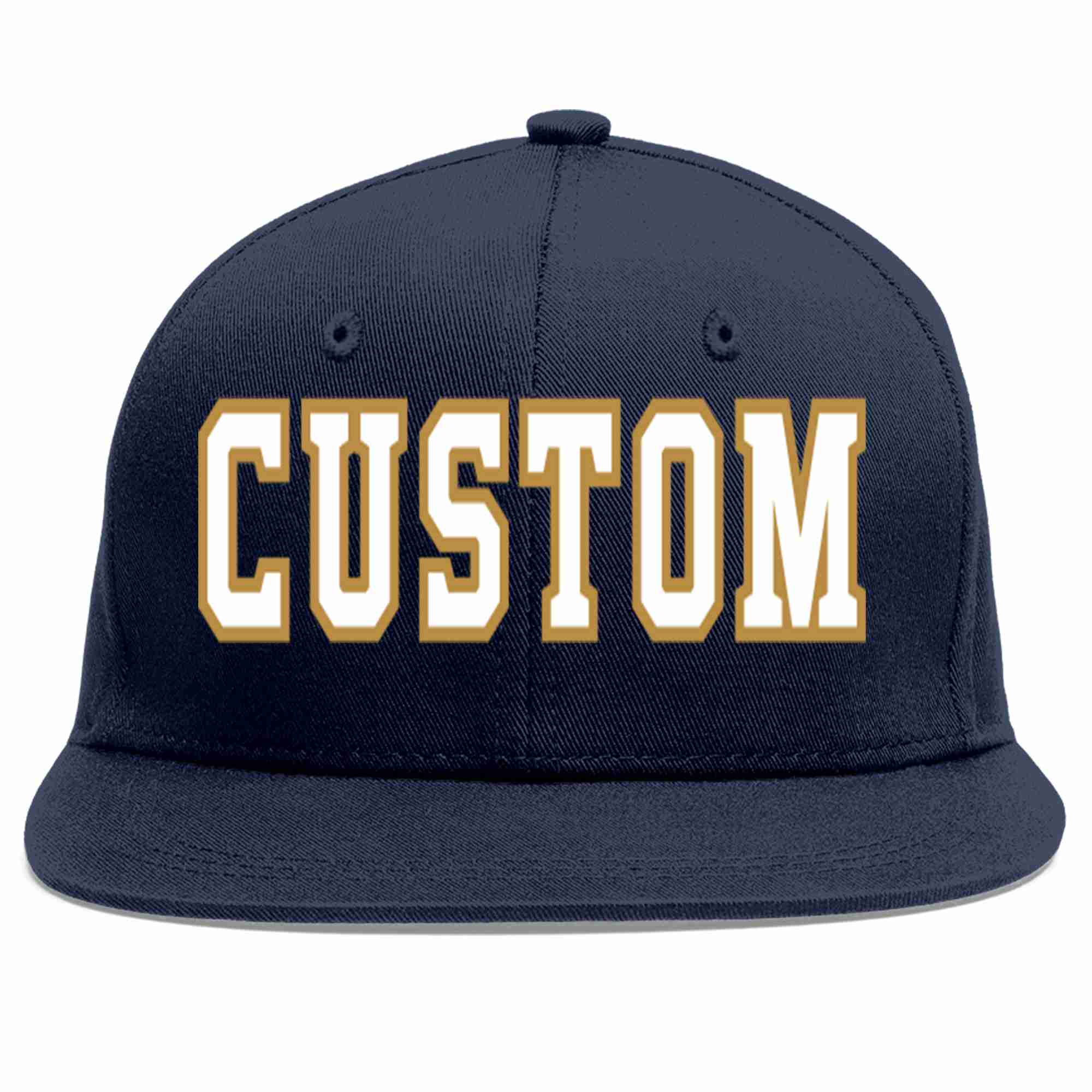 Custom Navy White-Old Gold Casual Sport Baseball Cap