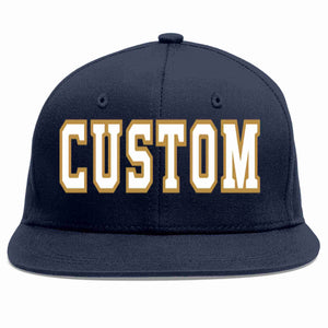 Custom Navy White-Old Gold Casual Sport Baseball Cap