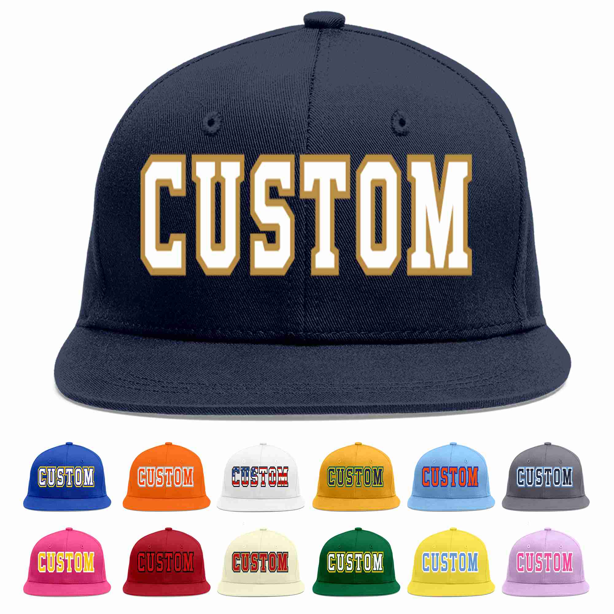 Custom Navy White-Old Gold Casual Sport Baseball Cap