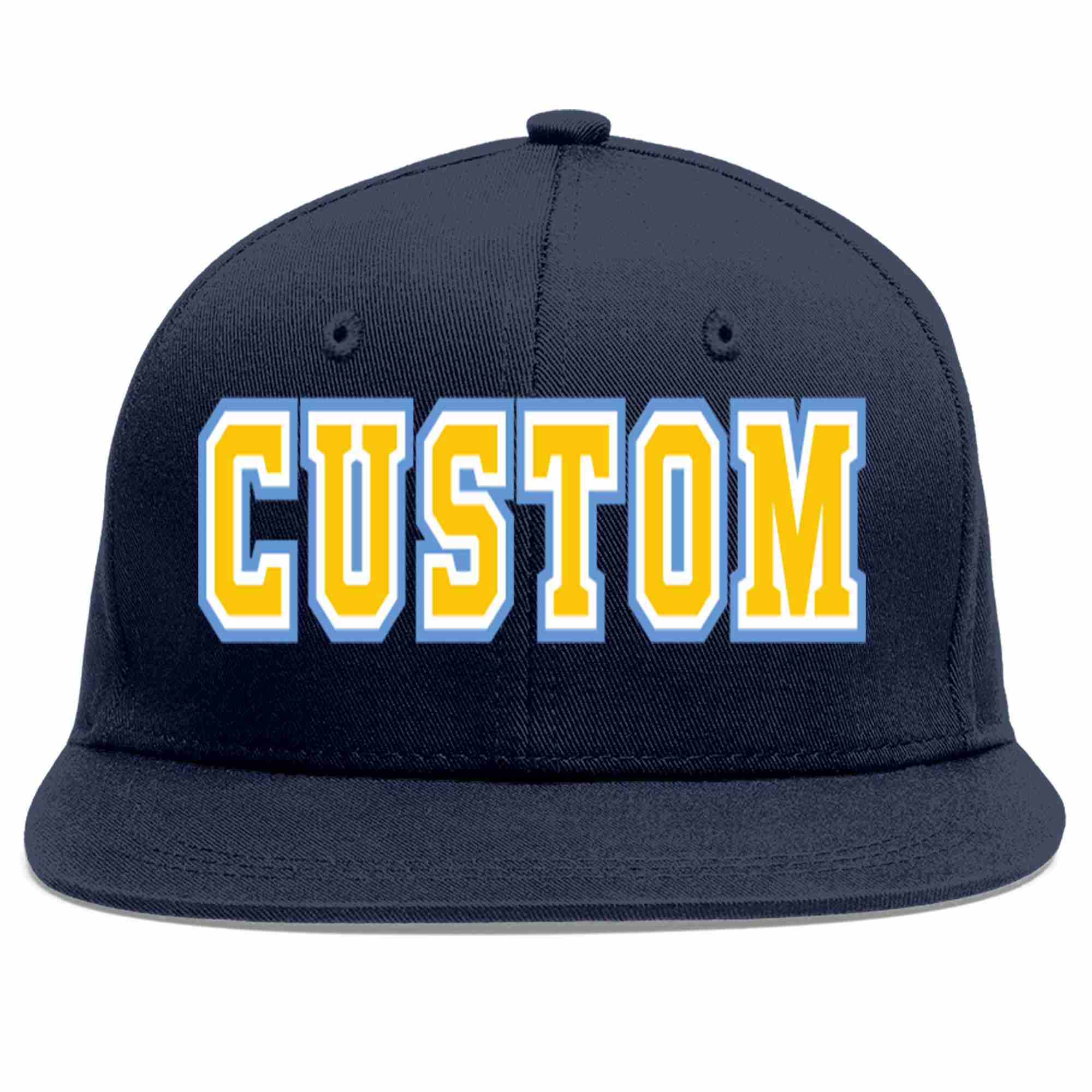 Custom Navy Gold-White Casual Sport Baseball Cap