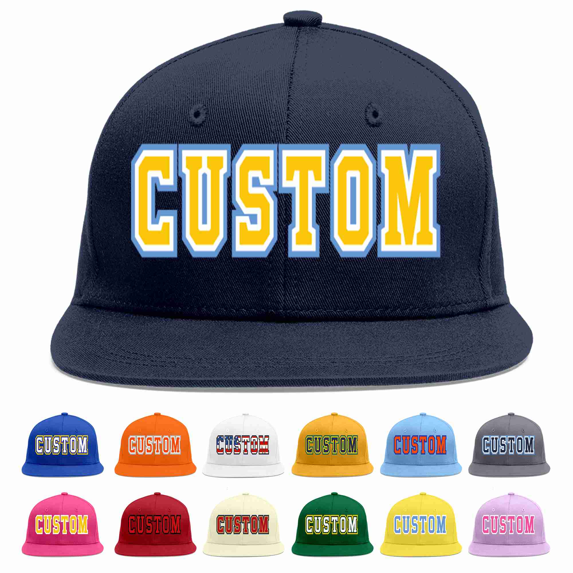 Custom Navy Gold-White Casual Sport Baseball Cap