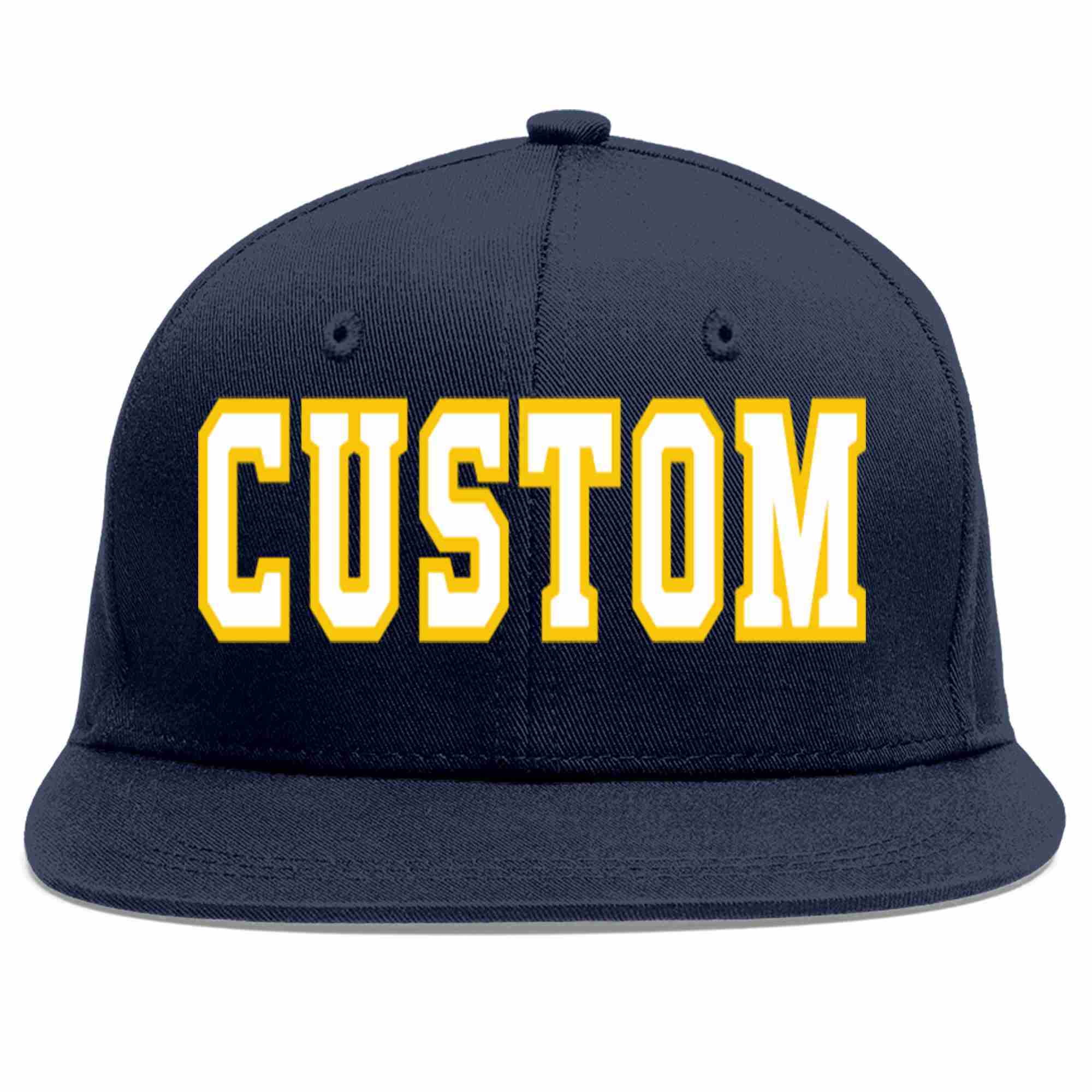 Custom Navy White-Gold Casual Sport Baseball Cap