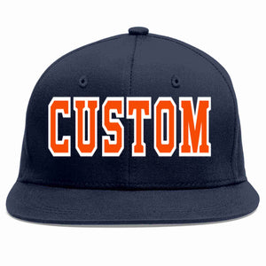 Custom Navy Orange-White Casual Sport Baseball Cap