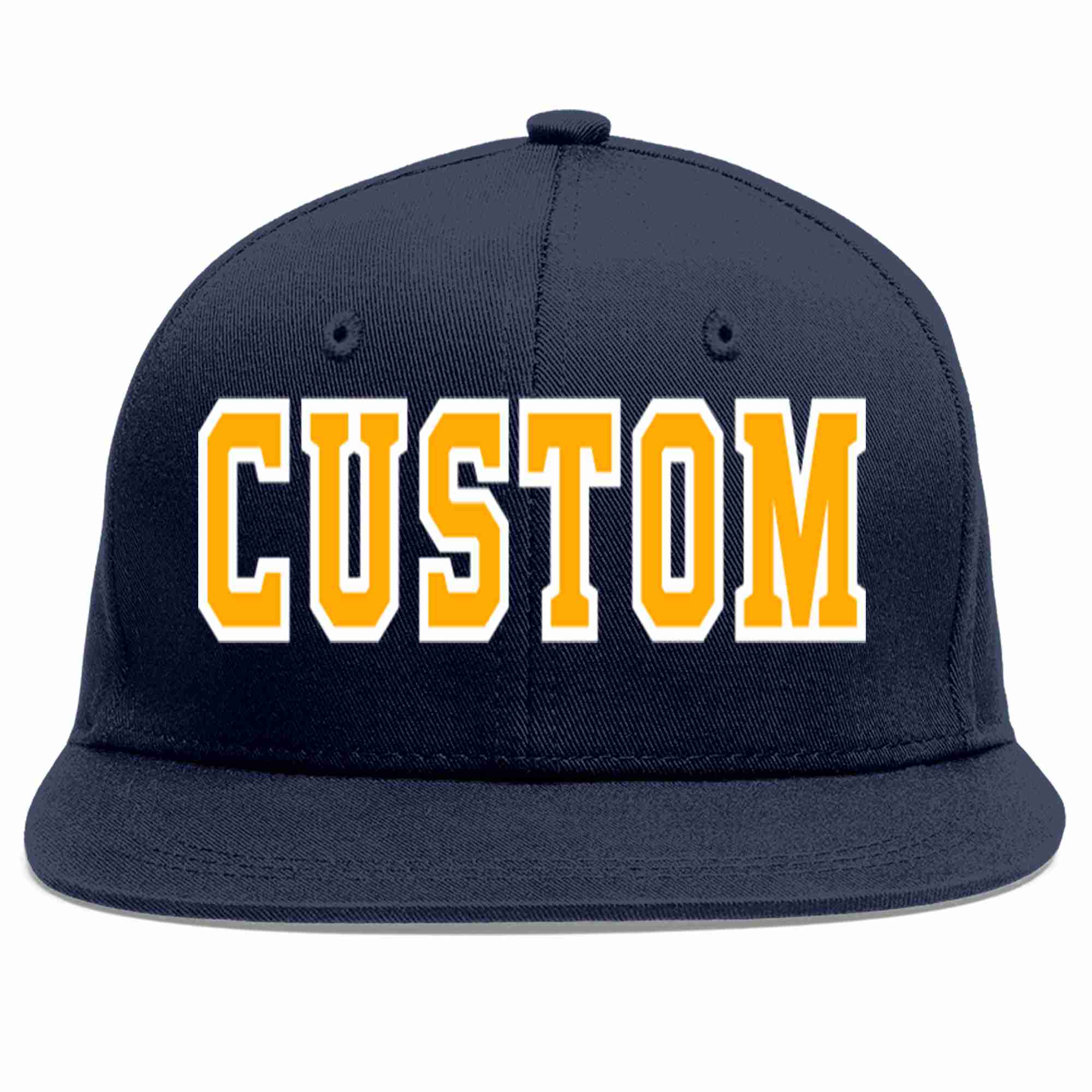 Custom Navy Yellow-White Casual Sport Baseball Cap