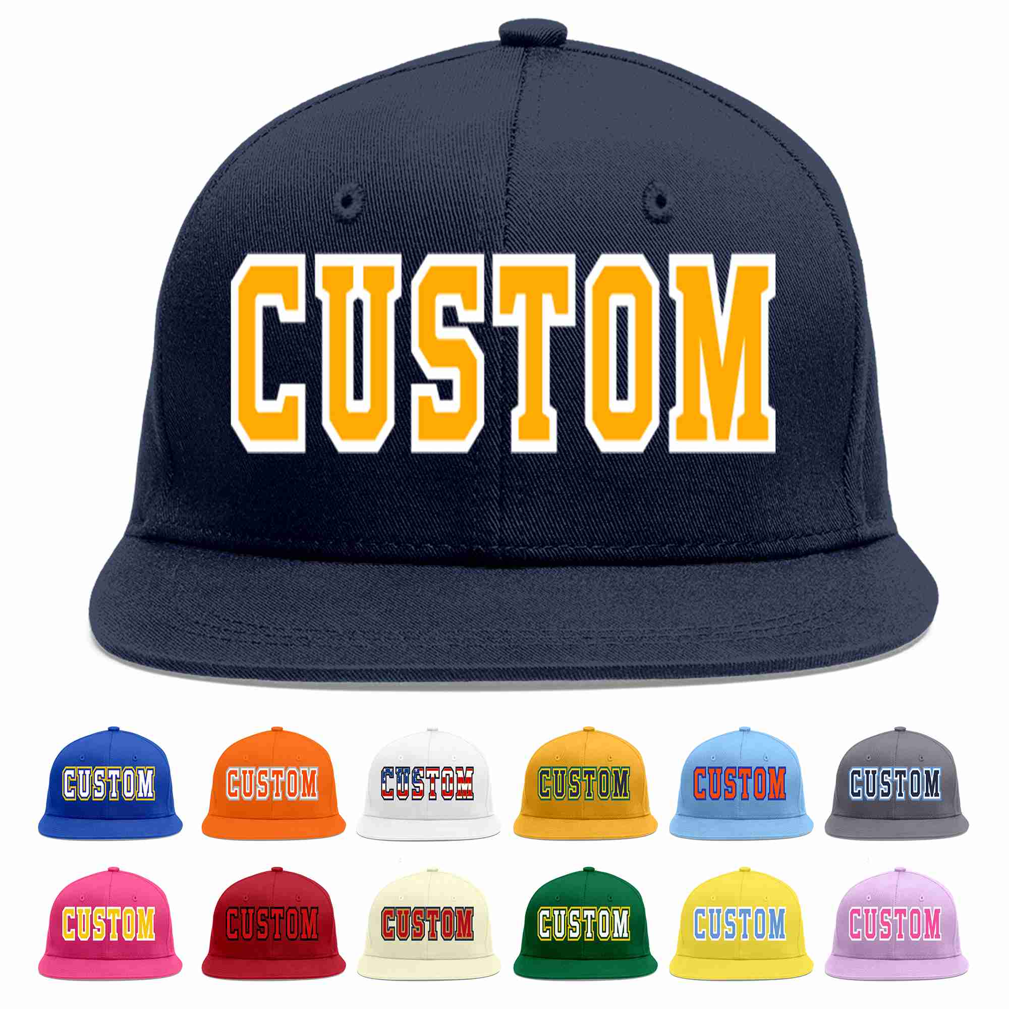 Custom Navy Yellow-White Casual Sport Baseball Cap