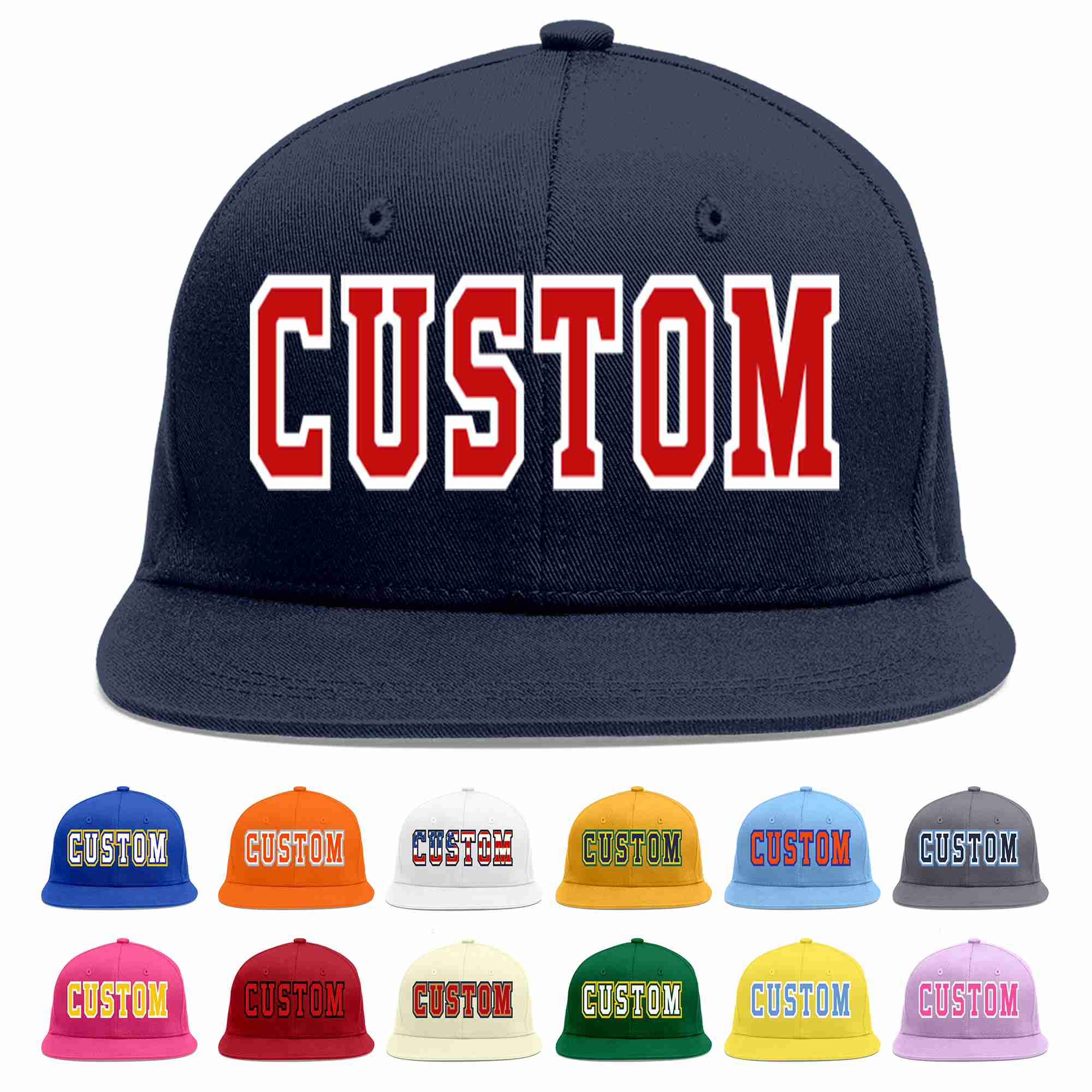 Custom Navy Red-White Casual Sport Baseball Cap