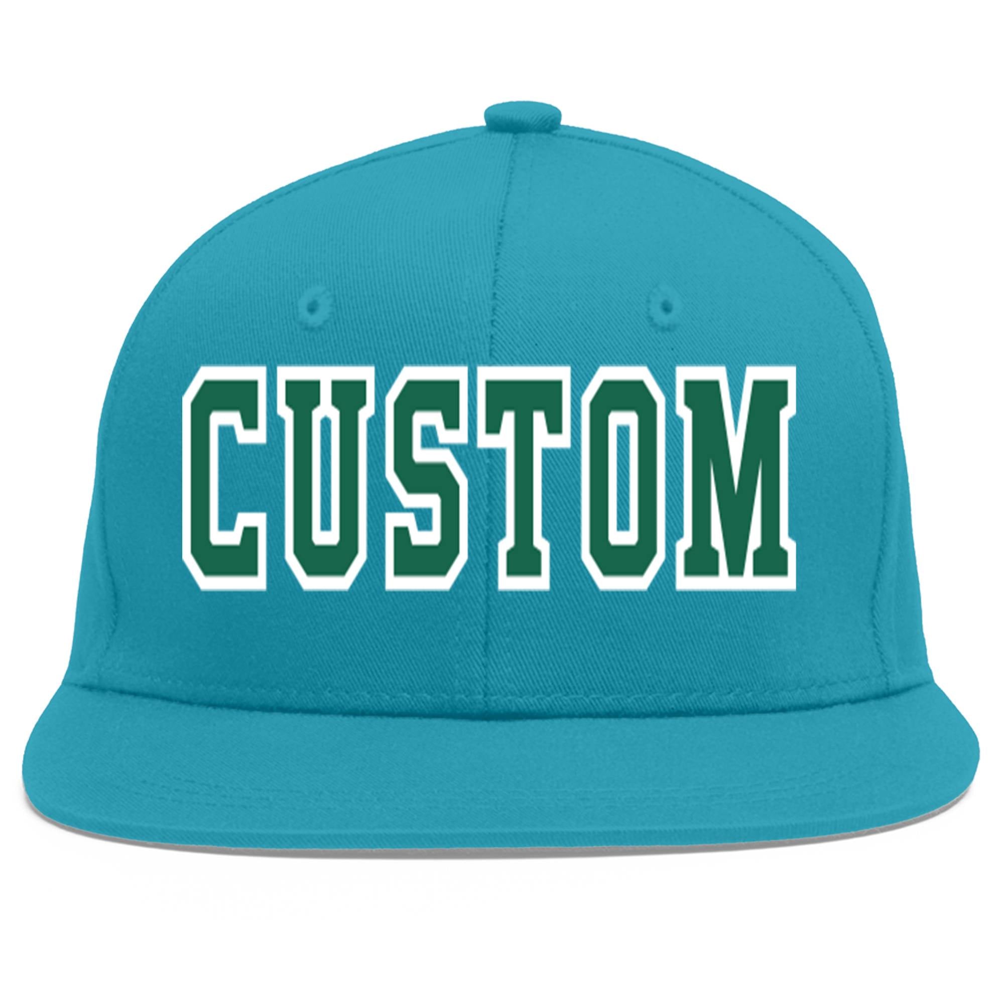 Casquette de baseball personnalisée Aqua Kelly vert-blanc Flat Eaves Sport