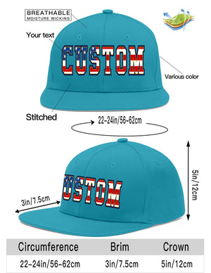 Casquette de baseball de sport personnalisée Aqua Vintage USA Flag-Gold Flat Eaves