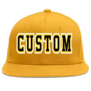 Custom Gold Black-Gold Flat Eaves Sport Baseball Cap