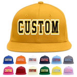 Custom Gold Black-Gold Flat Eaves Sport Baseball Cap