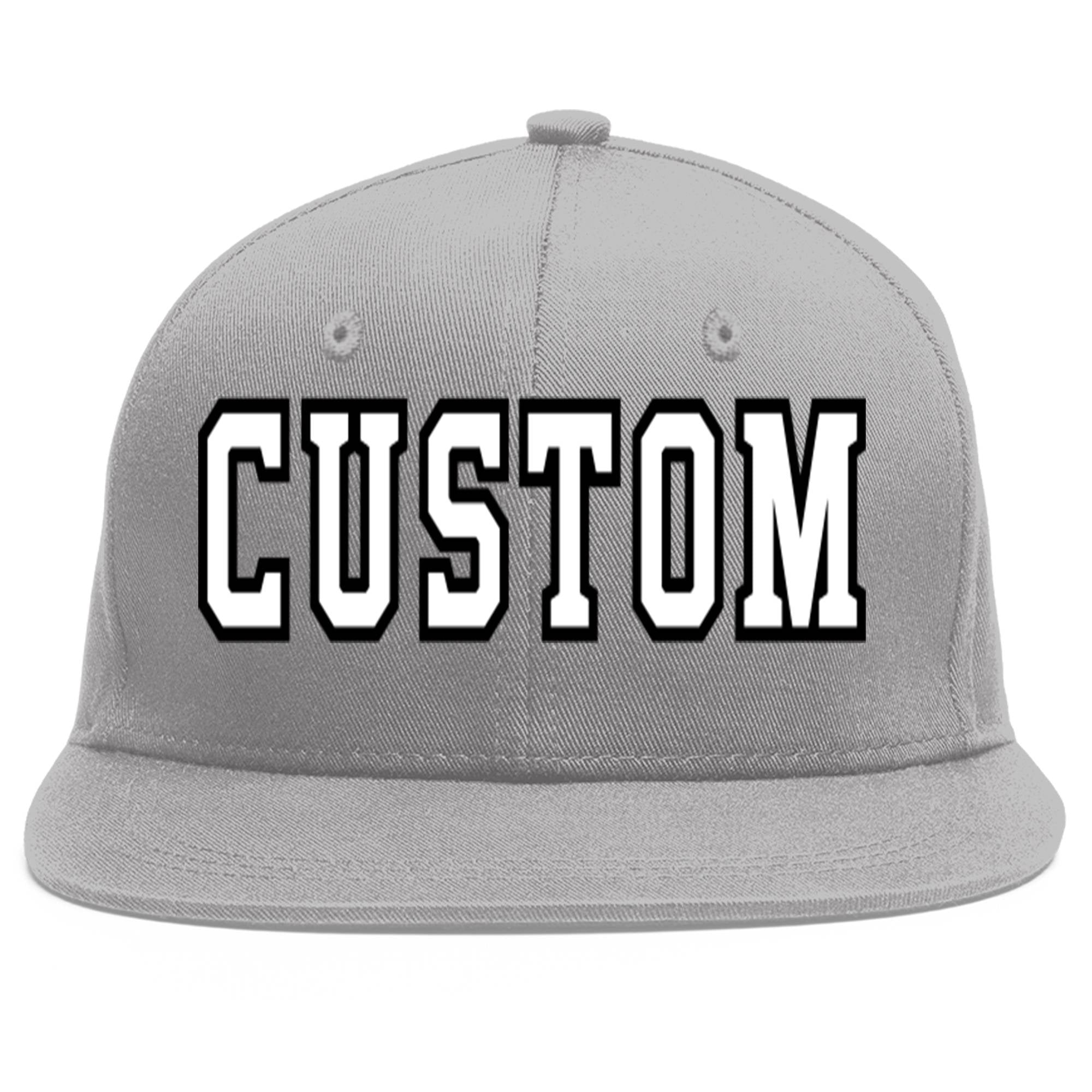 Custom Gray White-Black Flat Eaves Sport Baseball Cap