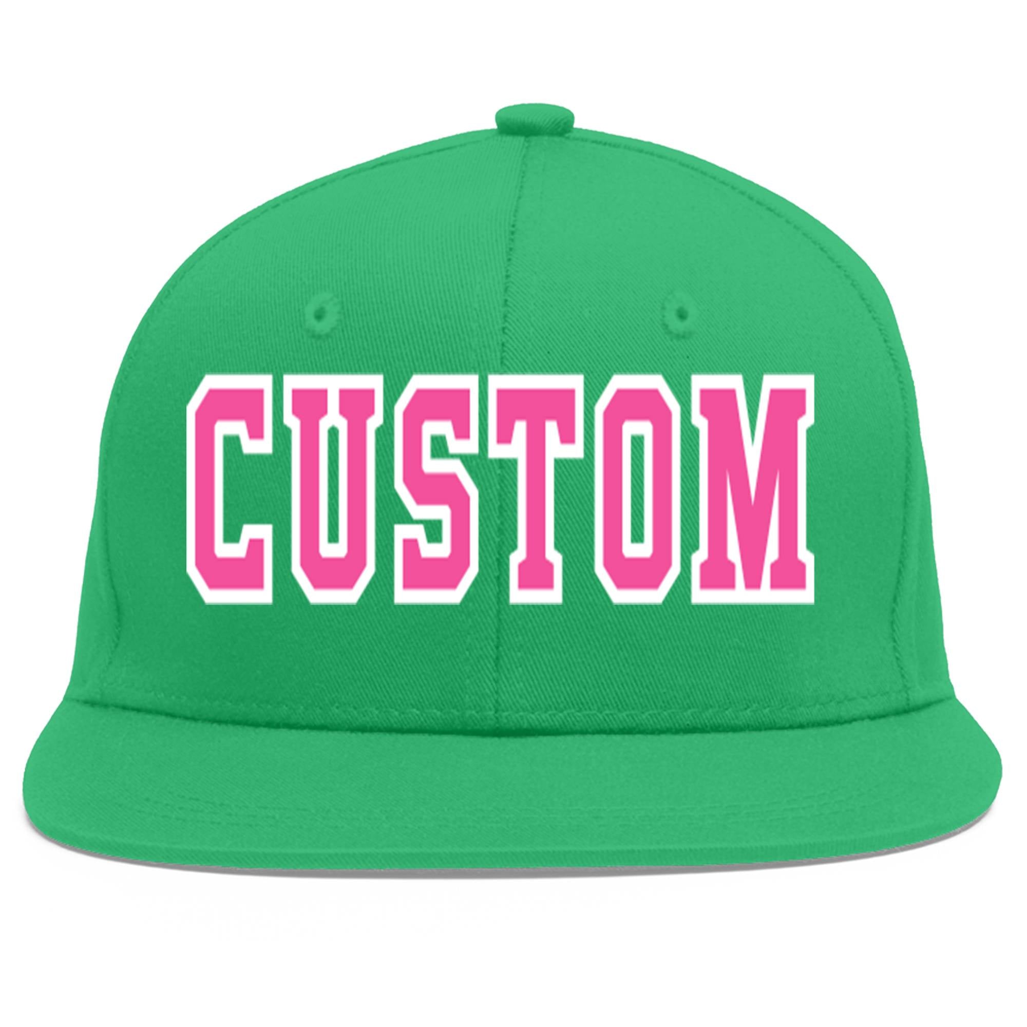 Custom Teal Pink-White Flat Eaves Sport Baseball Cap