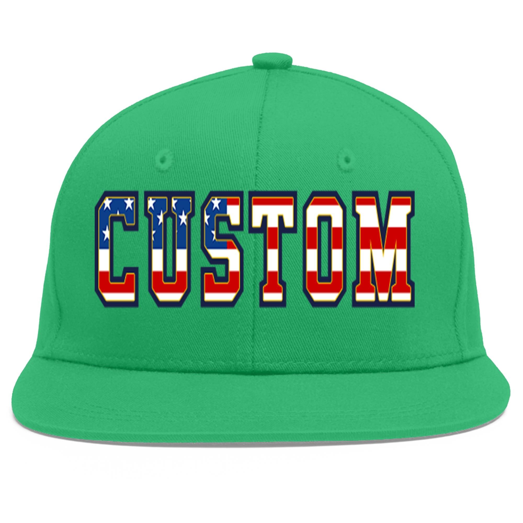 Custom Teal Vintage USA Flag-Gold Flat Eaves Sport Baseball Cap