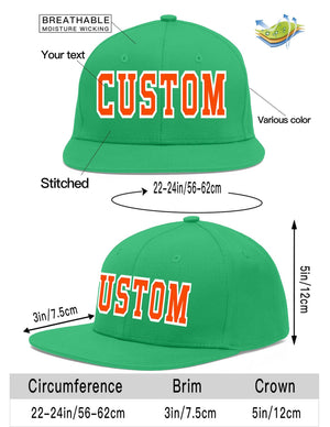 Custom Teal Orange-White Flat Eaves Sport Baseball Cap