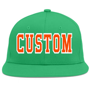 Custom Teal Orange-White Flat Eaves Sport Baseball Cap