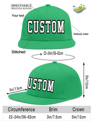 Custom Teal White-Black Flat Eaves Sport Baseball Cap