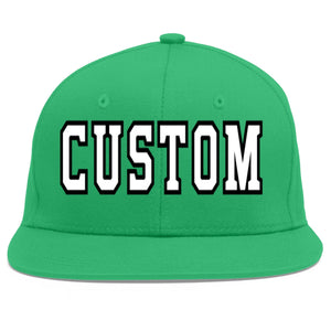 Custom Teal White-Black Flat Eaves Sport Baseball Cap