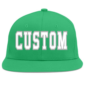 Custom Teal White-Gray Flat Eaves Sport Baseball Cap