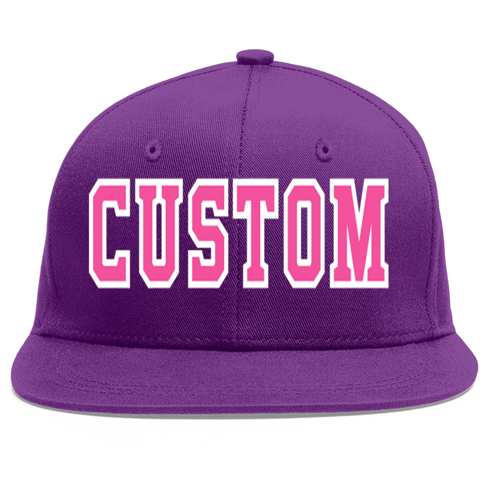 Casquette de baseball sport personnalisée violet rose-blanc avec avant-toit plat