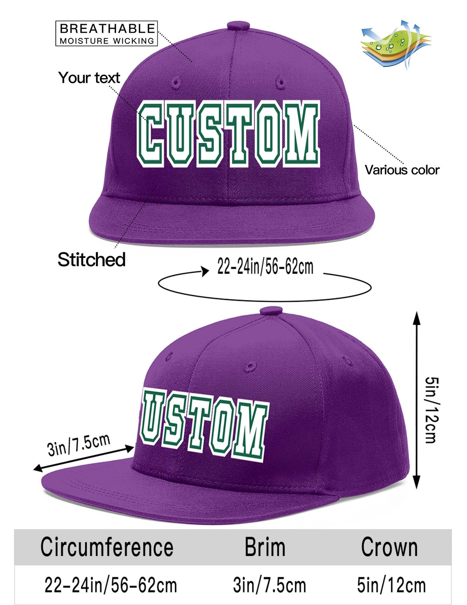 Casquette de baseball personnalisée violet blanc-vert Kelly Flat Eaves