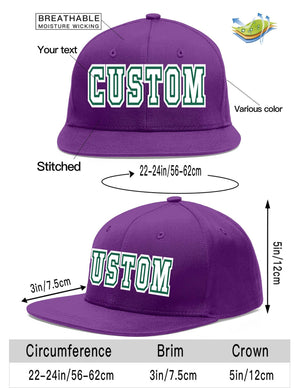 Custom Purple White-Kelly Green Flat Eaves Sport Baseball Cap