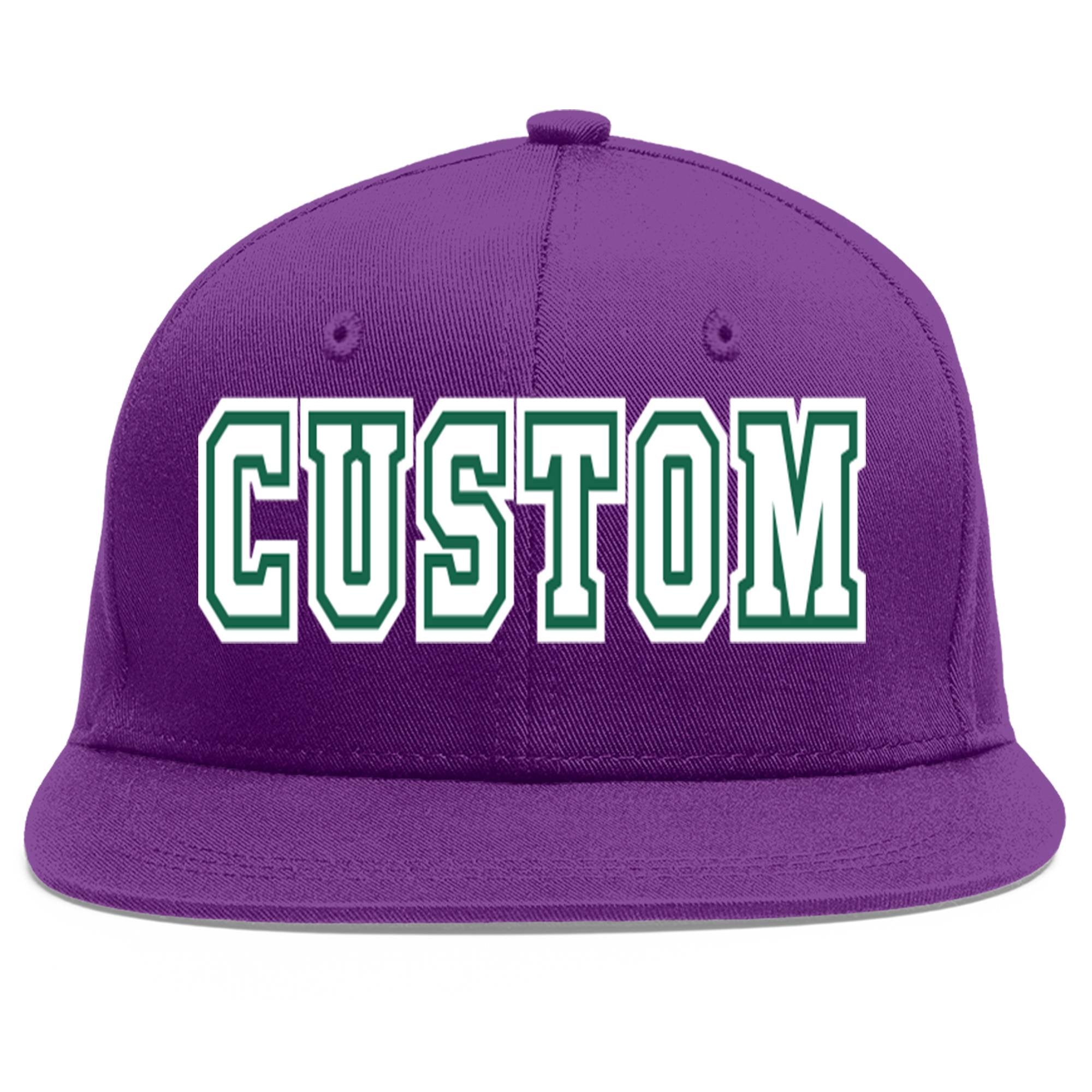 Casquette de baseball personnalisée violet blanc-vert Kelly Flat Eaves