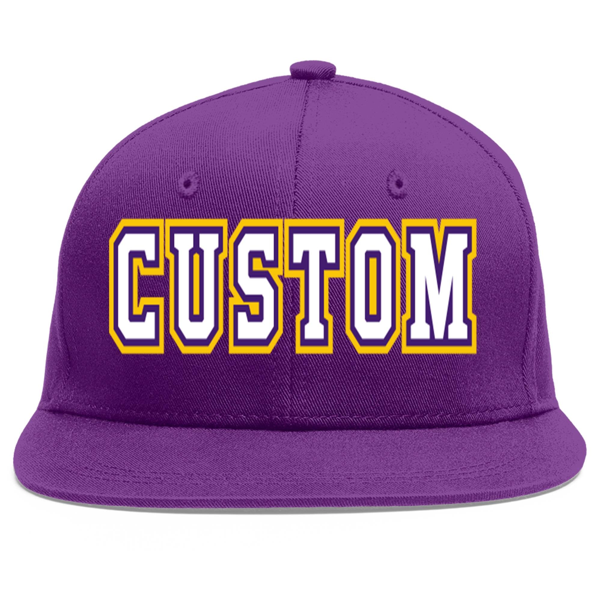 Casquette de baseball sport personnalisée violet blanc-violet plat Eaves