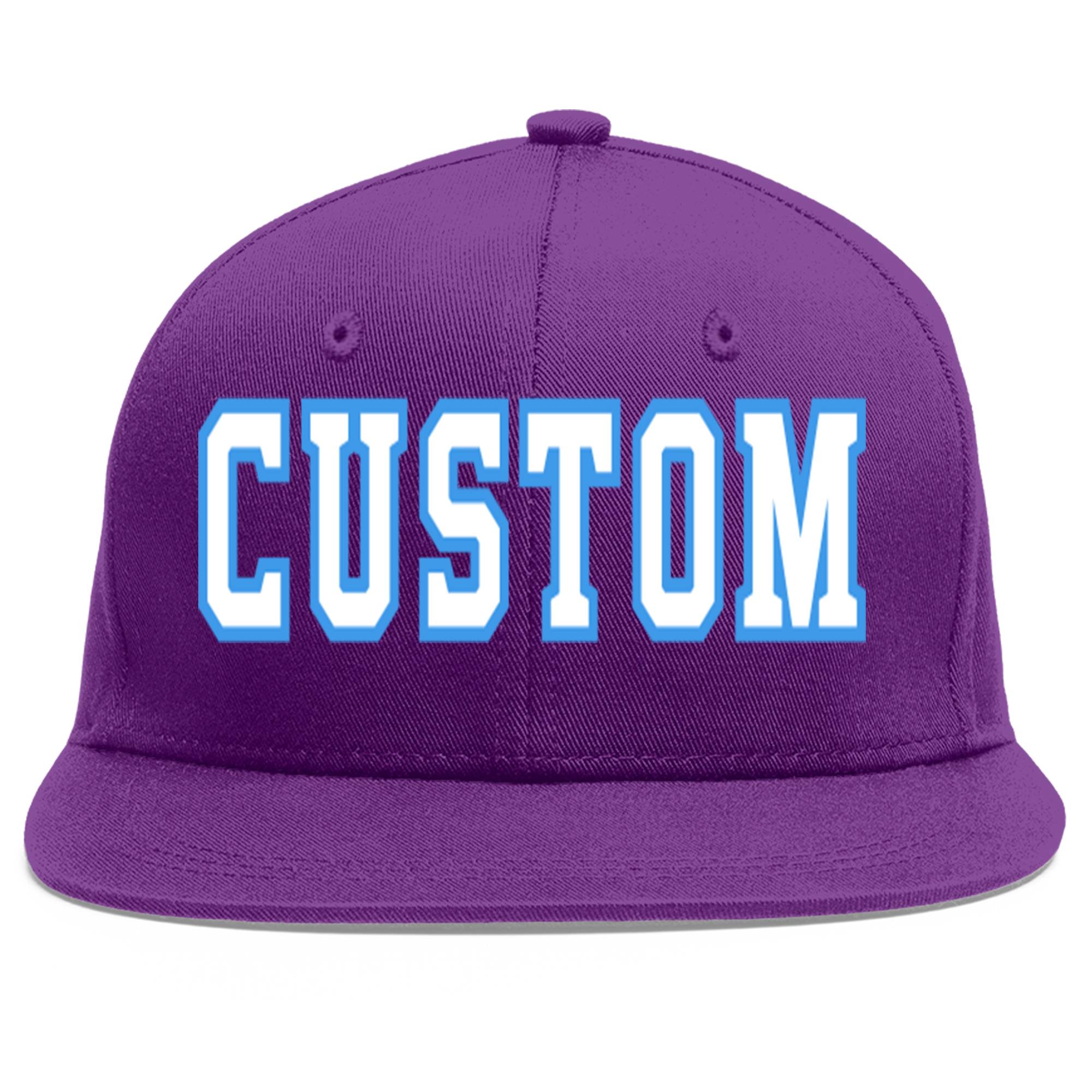 Casquette de baseball sport personnalisée violet blanc-bleu poudre