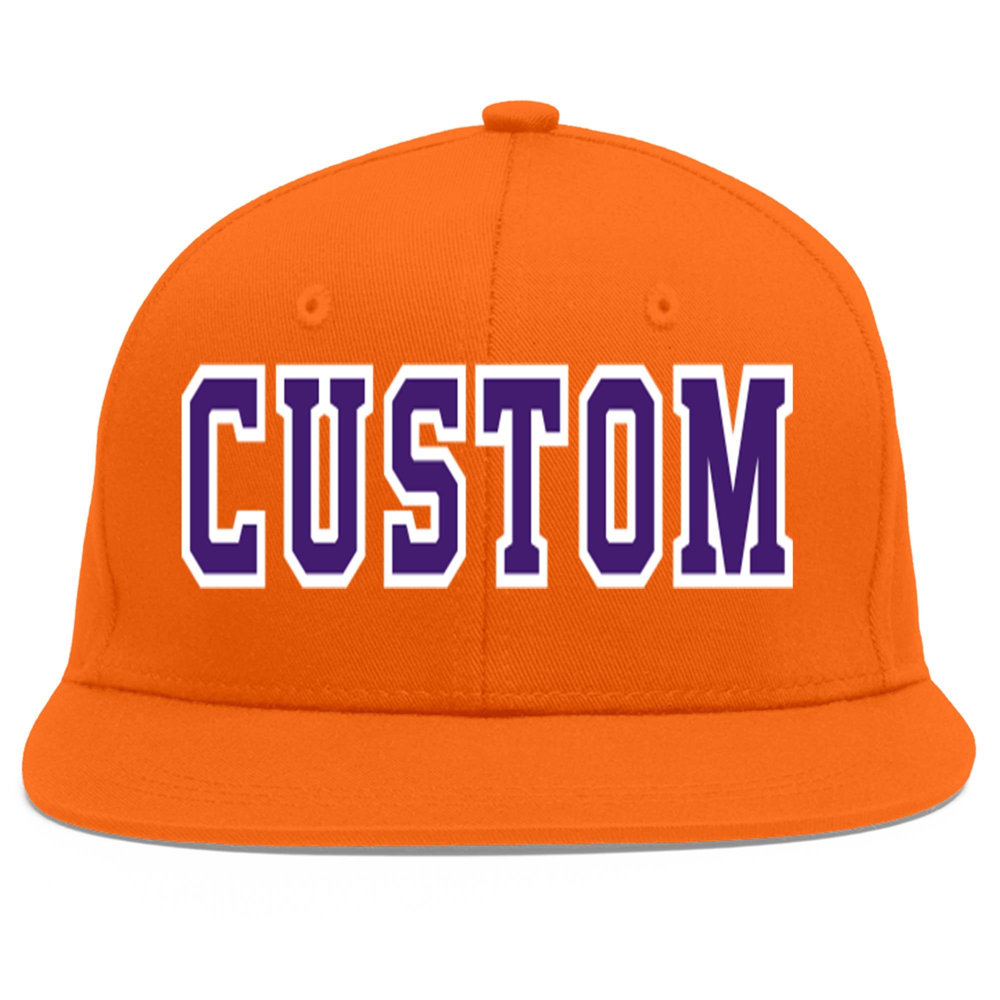 Casquette de baseball personnalisée Orange violet-blanc Flat Eaves Sport