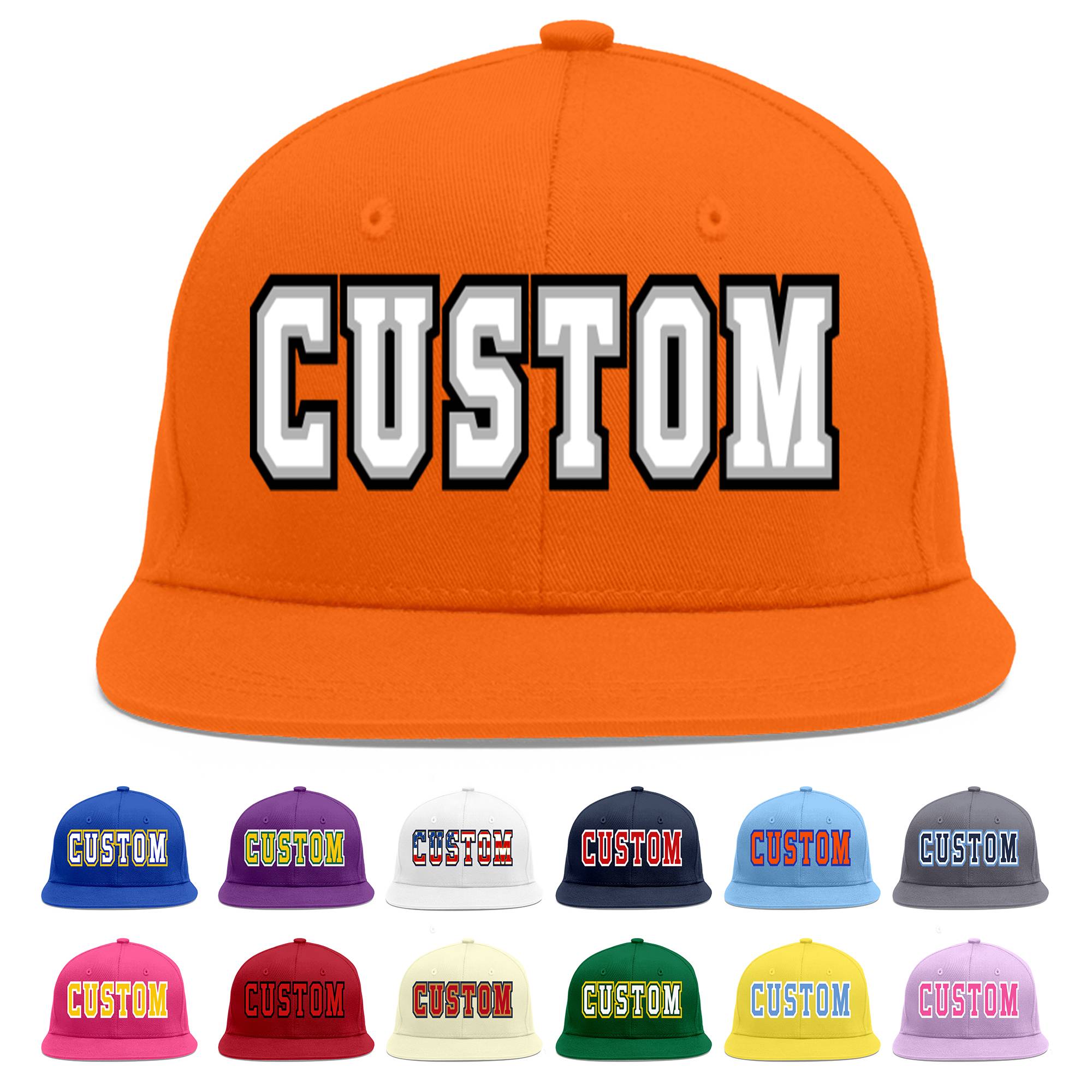 Casquette de baseball sport personnalisée orange blanc-gris Flat Eaves