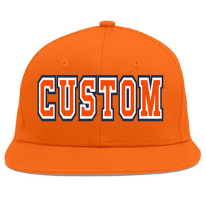 Custom Orange Orange-White Flat Eaves Sport Baseball Cap