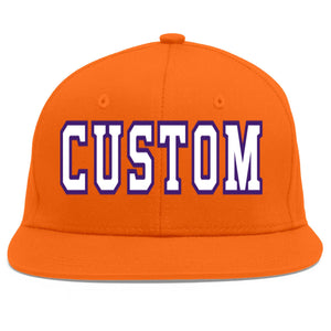 Casquette de baseball sport personnalisée orange blanc-violet Flat Eaves