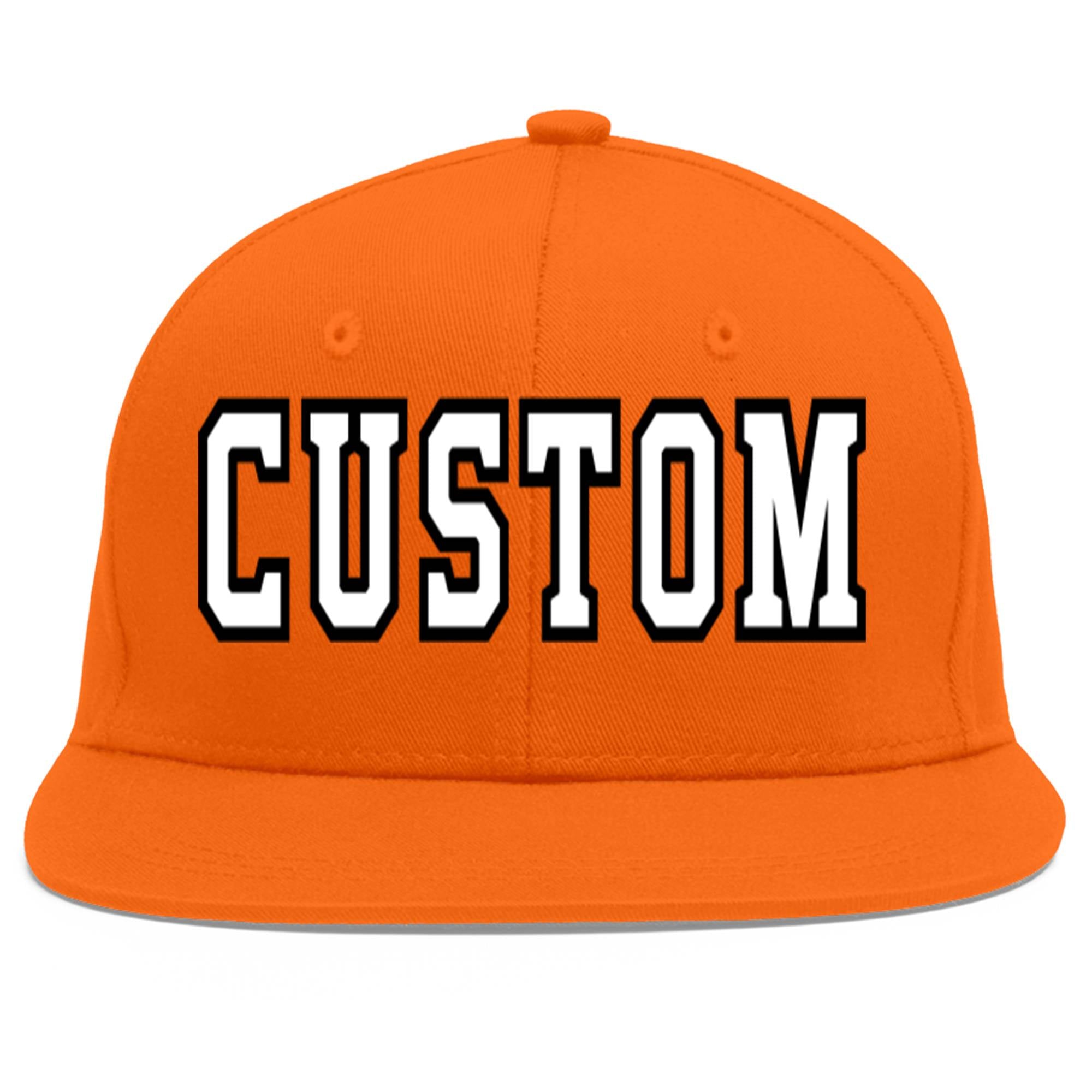 Custom Orange White-Black Flat Eaves Sport Baseball Cap