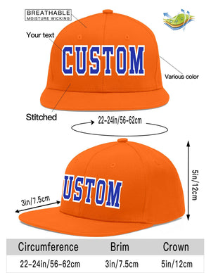 Casquette de baseball sport personnalisée Orange Royal-White Flat Eaves